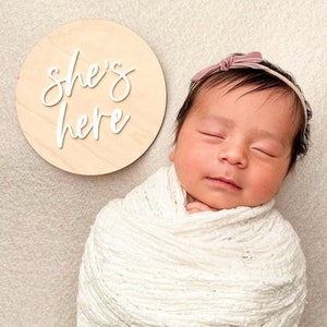 She&#39;s Here Birth Announcement Sign, Hospital Gender Reveal, He&#39;s Here Sign, its a boy its a girl Gender Reveal Sign, Baby Announcement Sign