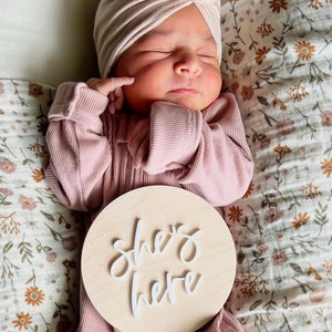 Birth Announcement She&#39;s Here Sign, Hospital Gender Reveal, He&#39;s Here Sign, its a boy its a girl Gender Reveal Sign, Baby Announcement Sign