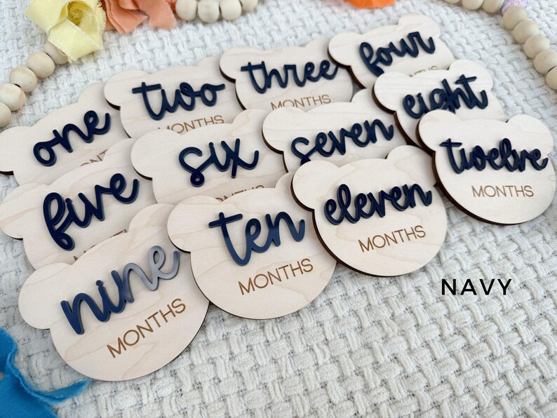 Teddy Bear Monthly Milestone Marker, Interchangeable Month Baby Bear ...