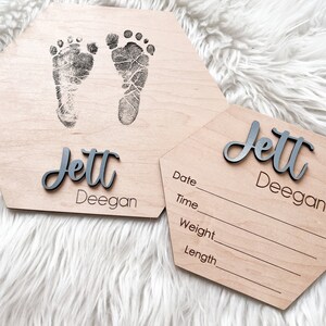Footprint Name Sign for Hospital, Hospital Footprint Sign, Baby Announcement Sign, Baby Birth Stats Sign, Newborn Announcement Sign image 3