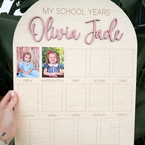 My School Years Picture Board, School Years Picture Frame preschool to Graduation, Frame for School Wallet Photos, Graduation Party Sign image 2