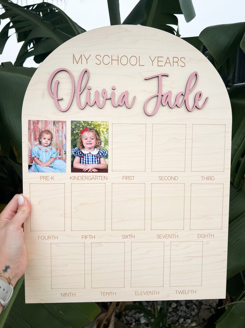 My School Years Picture Board, School Years Picture Frame preschool to Graduation, Frame for School Wallet Photos, Graduation Party Sign image 2