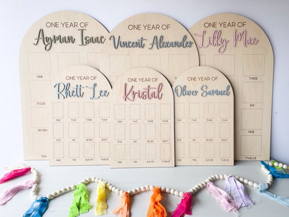 One Year of Photo Board, First Year Board, Baby's my first year sign, 12 month frame, Birthday Decor, 1st Birthday Photo Collage,