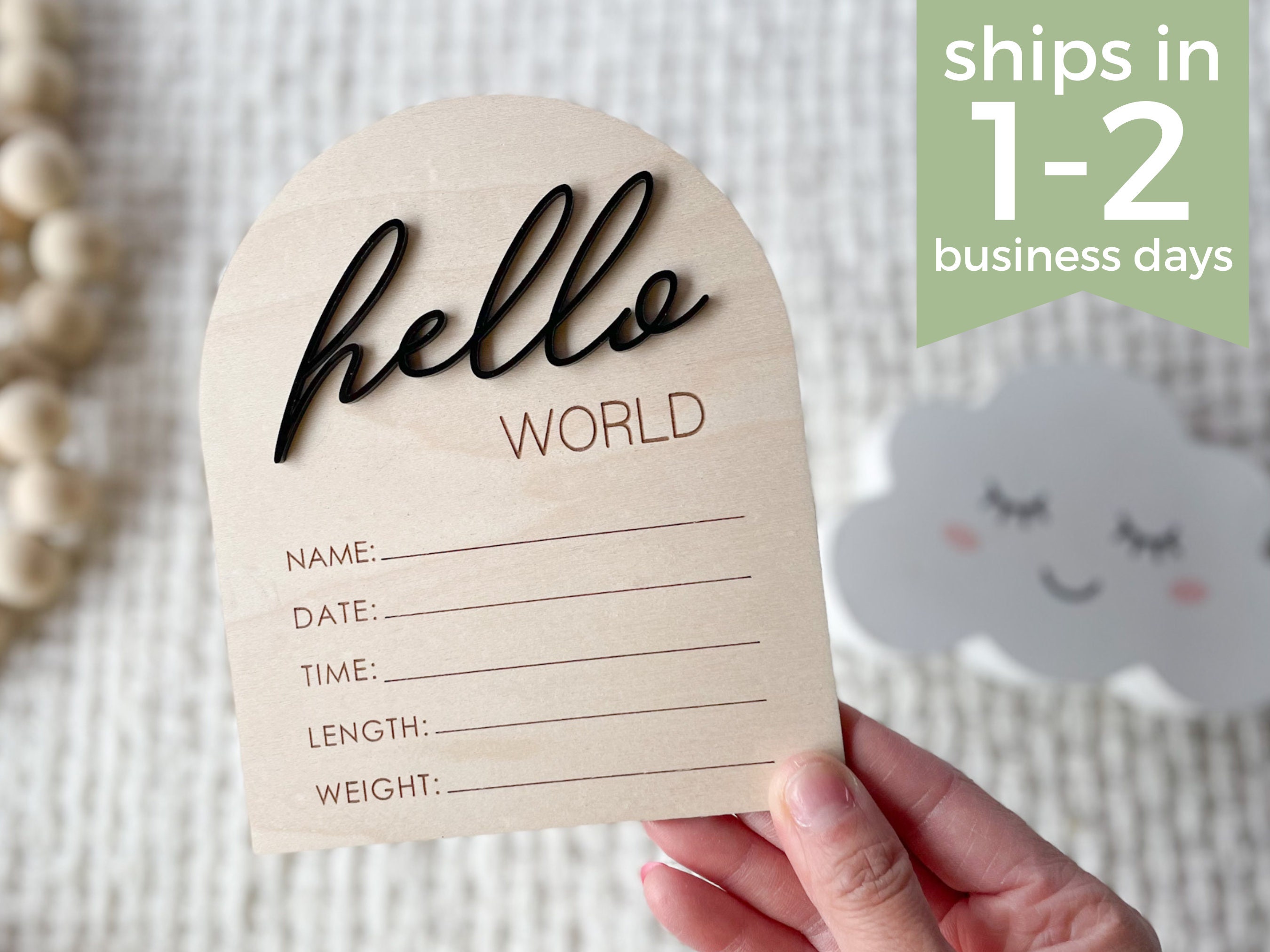 Baby Gender Reveal Sign Set – 3-Piece Wooden Announcement Board For Newborn Photos