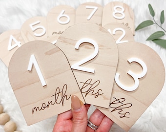Baby Photoshoot Props Set Of 2 Wooden Interchangeable Baby Monthly ...