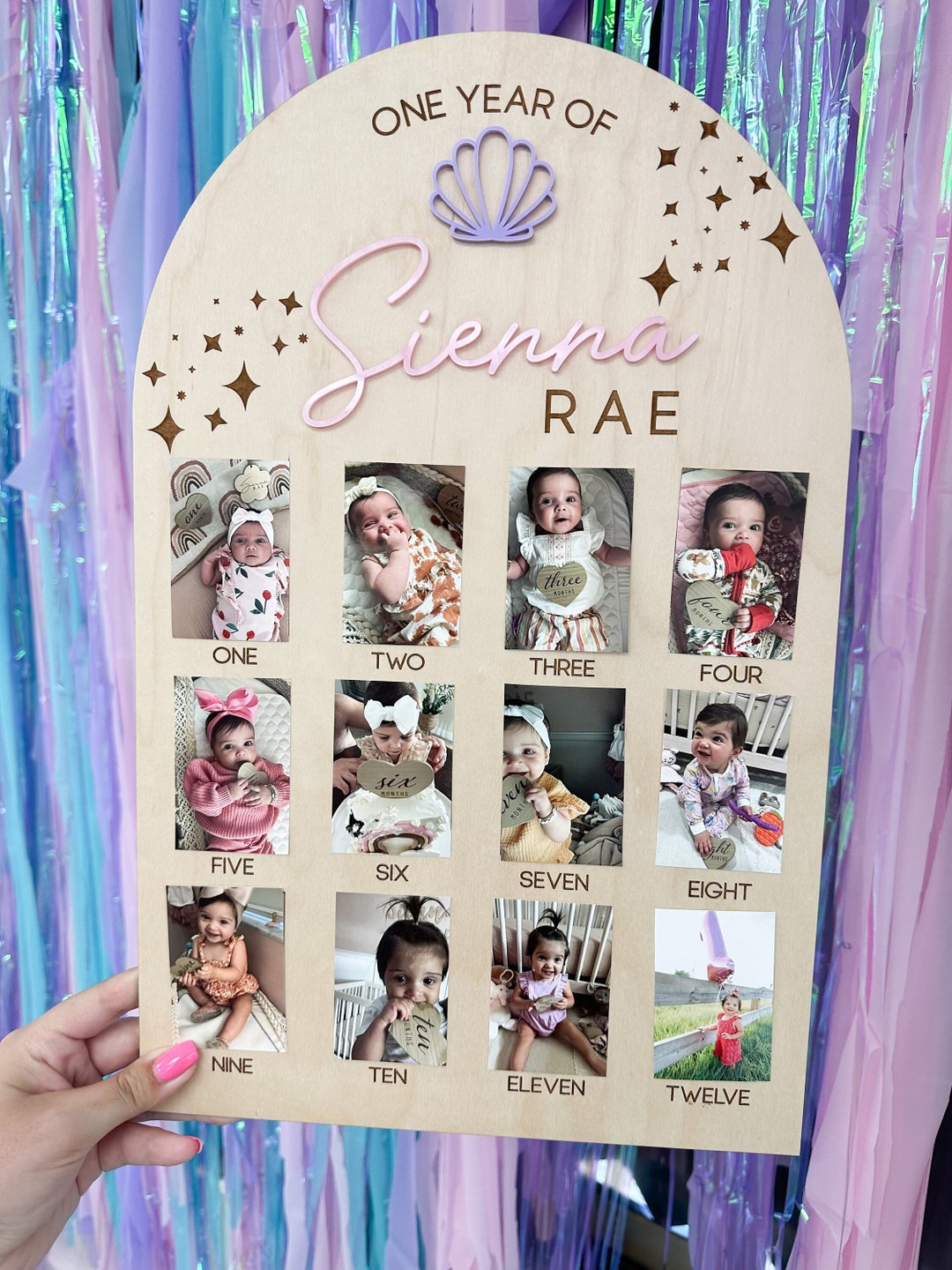 One Year of Photo Board, Baby's First Year Sign, Mermaid Birthday ...