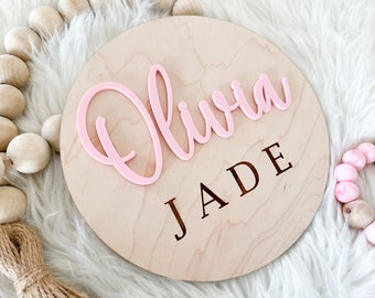 Baby Name Sign for Hospital, Birth Announcement Sign, Hospital Name Sign, Newborn Name Wood Sign, Nursery Decor, 3D Hospital Name Wood Sign