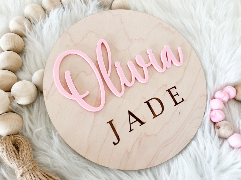 Baby Name Sign for Hospital, Birth Announcement Sign, Hospital Name Sign, Newborn Name Wood Sign, Nursery Decor, 3D Hospital Name Wood Sign image 1