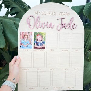 My School Years Picture Board, School Years Picture Frame preschool to Graduation, Frame for School Wallet Photos, Graduation Party Sign image 4
