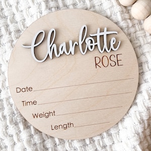 Baby Name Announcement Sign, 3D Hospital Name Wood Sign, Birth Stats Announcement Sign, Newborn Photo Prop, Engraved Baby Name Sign,