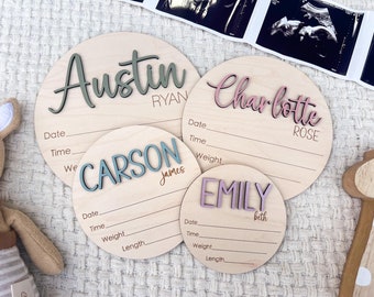 Baby Announcement Sign With Birth Stat, Newborn Name Plate Announcement Sign For Hospital, Birth Announcement, Personalized Wood Name Reveal