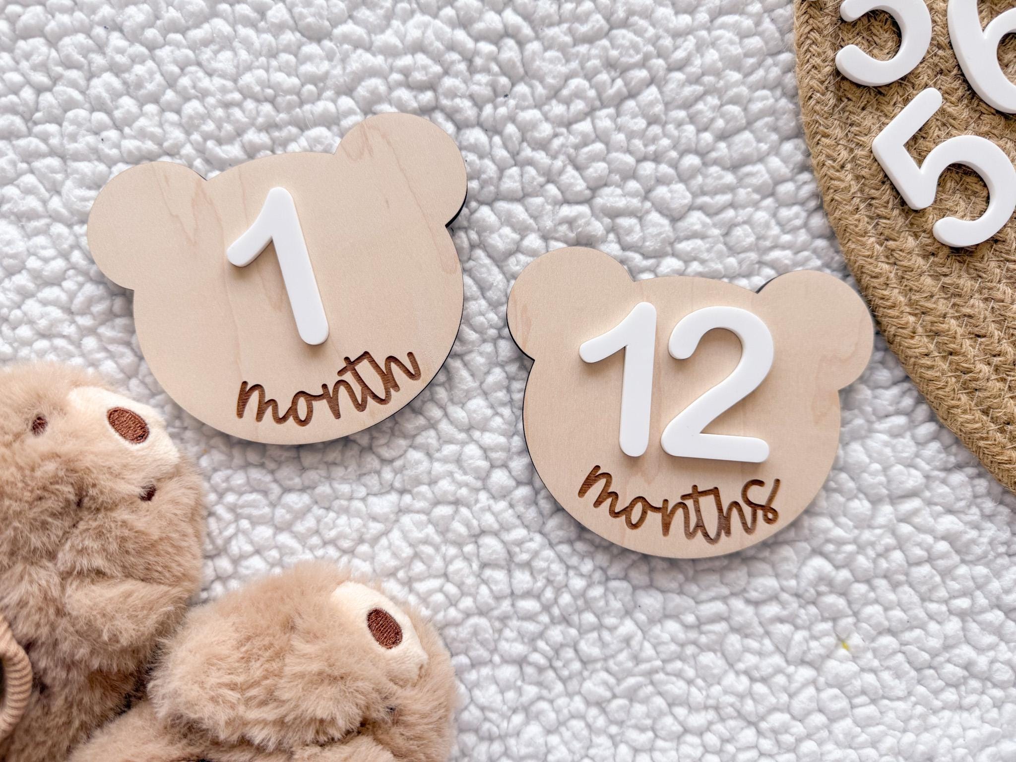 Teddy Bear Monthly Milestone Marker, Interchangeable Month Baby Bear ...