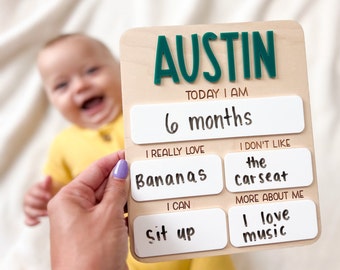 Baby Monthly Milestone Board, Baby Month Sign, First Year Milestone Board, Monthly Photo Sign for Baby milestones, Baby's First Year Board