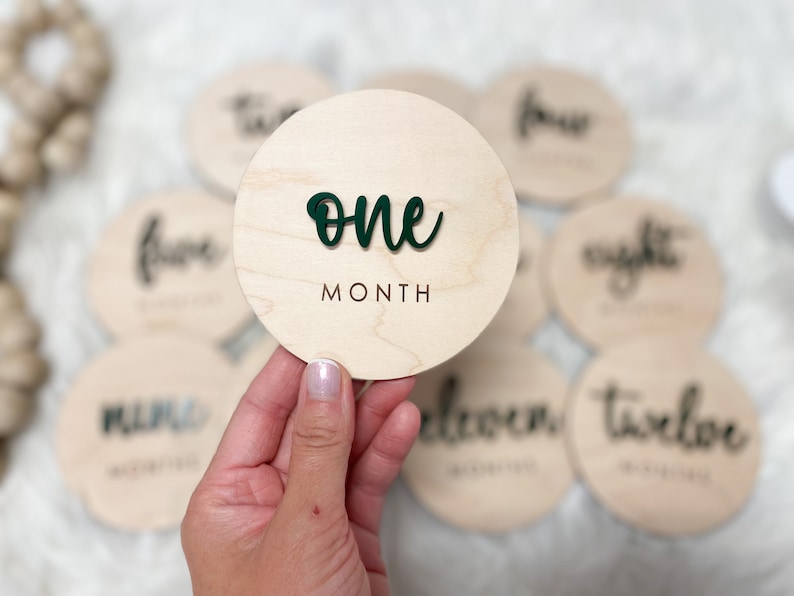 Baby Monthly Milestone Cards, Baby Month Photo Signs, Monthly Milestone Marker, Baby Shower Gift, Personalized Baby Milestone Wood image 7