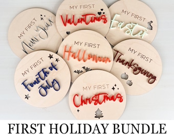 My First Holiday Bundle, Babys First Milestones Set, Holiday Photos Prop, My First Photo Markers, First Year Keepsake, Baby Shower Gift
