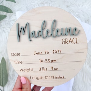 Birth Stats Announcement Sign, Engraved Birth Stats, Baby Name Announcement Sign, 3D Hospital Name Wood Sign, Newborn Keepsake Gift