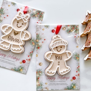 Gingerbread Ornament, Gingerbread Baby Ornament, Personalized Family xmas Ornament, Boy and Girl Gingerbread Tag, Custom Wooden Ornament