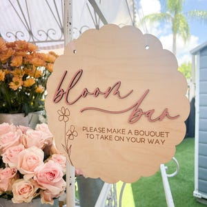 Bloom Bar Sign, Flower Bar Bridal Shower Sign, Baby in Bloom Baby Shower Sign, Hanging Make a Bouquet Sign, Bloom Bar Wedding Sign