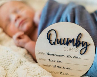 Birth Announcement Sign, Newborn Announcement Sign, Baby Birth Stats and Footprint board, Newborn Footprint Name Sign for Hospital,