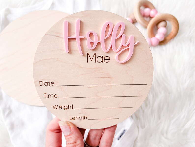 Hospital Footprint Sign, Baby Footprint Name Sign for Hospital, Birth Announcement Sign, Newborn Name Wood Sign, Baby Birth Stats Sign, image 3