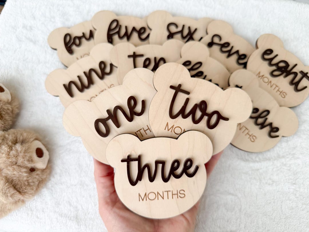 Teddy Bear Monthly Milestone Marker, Interchangeable Month Baby Bear ...