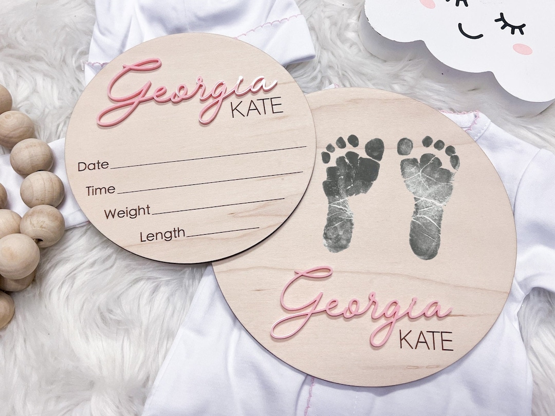 Name Sign for Hospital Birth Announcement Sign Baby Footprint Etsy