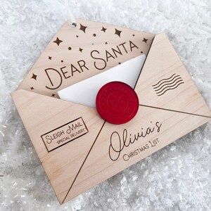 Personalisierte 'Dear Santa' Holzumschlag Verzierung, Kinderbrief an Santa, Holzumschlag Briefhalter Weihnachtsbaum Ornament