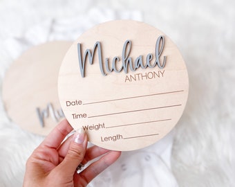 Baby Announcement Sign, Hospital Footprint Sign, Newborn Footprint Name Sign for Hospital, Baby Birth Stats Sign, Newborn Announcement Sign
