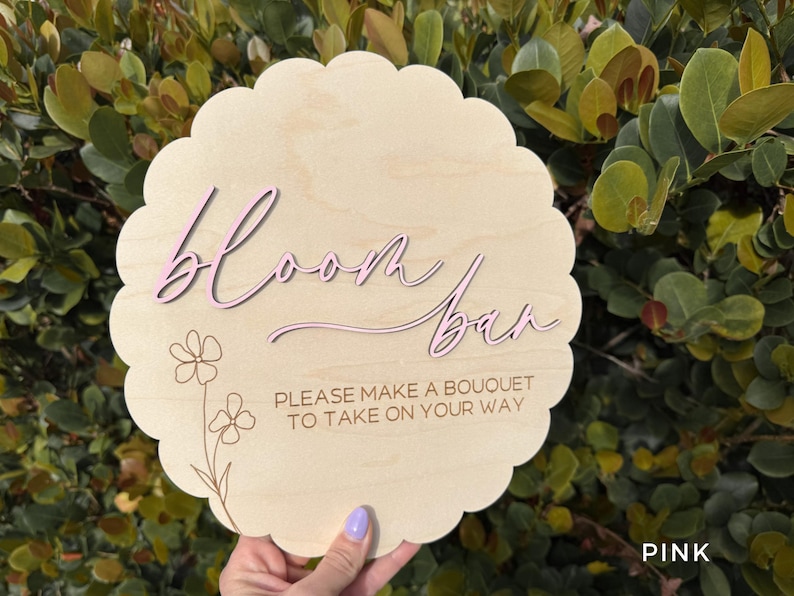 Insegna Bloom Bar, Insegna Flower Bar per addio al nubilato, Insegna Baby in Bloom per baby shower, Insegna da appendere "Crea un bouquet", Insegna Bloom Bar per matrimoni immagine 7