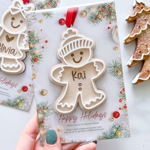 Personalized Gingerbread Ornament, Gingerbread Tag, Wood Christmas Ornaments Gingerbread, Gingerbread Name Tag, Family Christmas Ornament