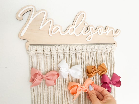 Bow Holder Nursery Decor, Macrame Bow Holder, Personalized Boho Hair Bow  Organizer, Baby Girl Hair Accessories, Wall Hanging Bow Storage, 