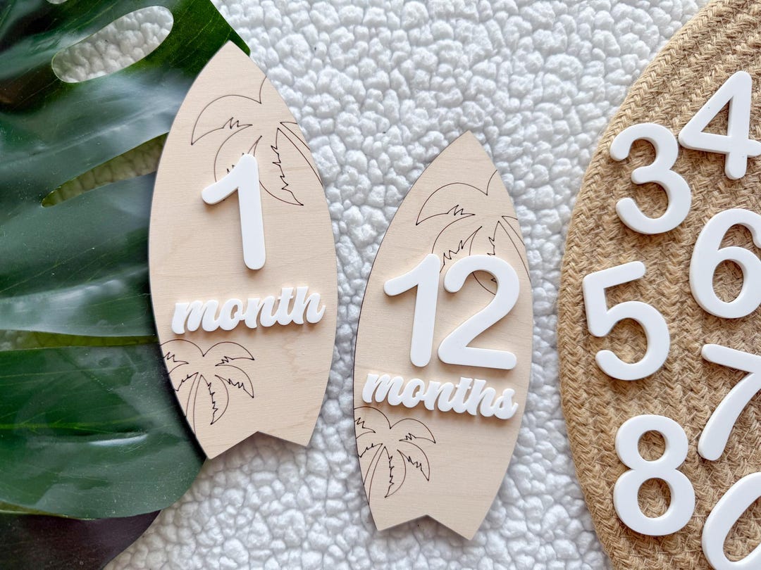 Baby Monthly Surfboard Milestone Marker, Interchangeable Month Baby ...