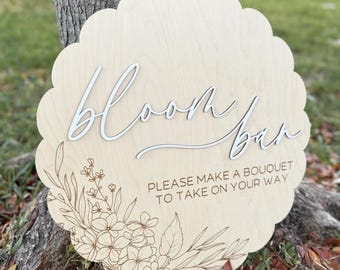 Flower Bar Sign, Large Bloom Bar Bridal Shower Sign, Baby in Bloom Baby Shower Sign, Hanging Make a Bouquet Sign, Bloom Bar Wedding Sign