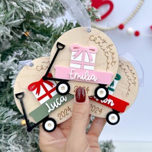 Baby&#39;s First Christmas 2024 Ornament, My First Christmas Wagon Ornament, Kids Merry Christmas Ornament, Second Christmas Ornament Gift Tag