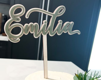 Personalized Baby Name Cake Topper, Baby Shower Cake Topper, Custom Name Birthday Cake Topper, Neutral Baby Shower Decor, Boy or Girl