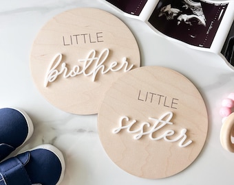 Little Brother Little Sister Gender Reveal Announcement Sign, It's a Boy It's a Girl Sign for Hospital, Sibling Gender Reveal Photo Prop