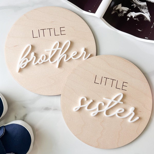 Little Brother Little Sister Gender Reveal Announcement Sign, It's a Boy It's a Girl Sign for Hospital, Sibling Gender Reveal Photo Prop