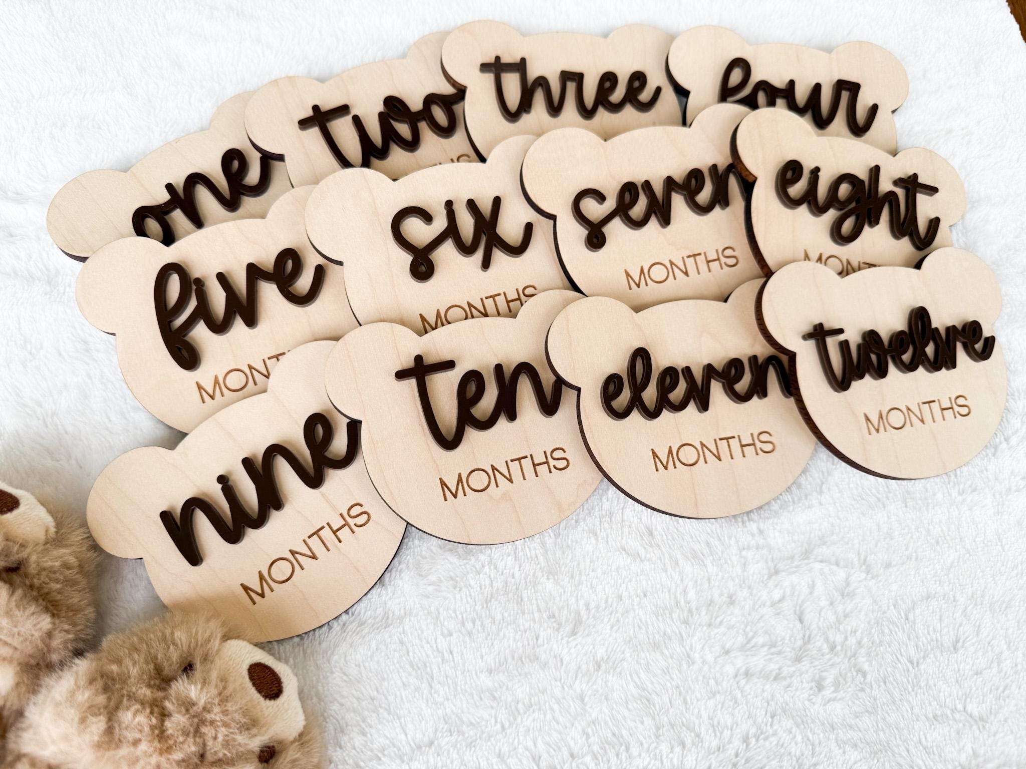 Teddy Bear Monthly Milestone Marker, Interchangeable Month Baby Bear ...