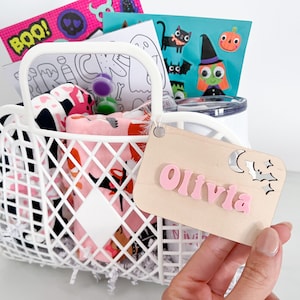Boo Basket Tag, Trick or Treat Bag Tags, Halloween Favor Tags, Halloween Basket Charm, Personalized Halloween Wood Tag, Custom Name Tag