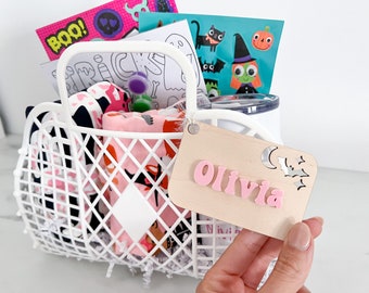 Boo Basket Tag, Trick or Treat Bag Tags, Halloween Favor Tags, Halloween Basket Charm, Personalized Halloween Wood Tag, Custom Name Tag