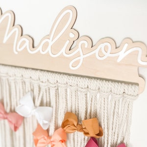 Macrame Bow Holder for Girls Nursery Decor, Personalized Boho Hair Bow Organizer, Baby Girl Hair Accessories, Wall Hanging Bow Storage,