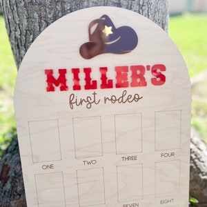 Tablero de fotos de un año, decoración para fiesta de primer cumpleaños de rodeo, primer cumpleaños con temática de vaqueros, fiesta de rodeo de primer cumpleaños, exhibición de fotos de 12 meses