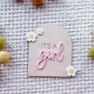 It's a Girl Gender Baby Sign For Hospital, She's Here Gender Reveal, It's a Girl Sign for Hospital, Daisy Flower Hospital Announcement Sign image 2