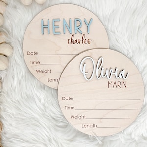 Baby Name Sign, Birth Announcement Sign, 3D Hospital Name Wood Sign, Birth Stats Announcement Sign, Engraved Newborn Photo Prop