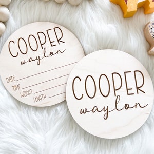Baby Announcement Sign Birth Stats, Engraved Baby Name Sign For Hospital, Matching Name Plate, Personalized Wooden Baby Name Reveal Plaque