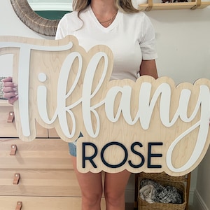 Large Wood Baby Name Sign, Nursery Name Sign, Above Crib Name Sign, Girl Name Sign, Layered Baby Name Sign, Boy Name Sign