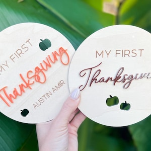 My First Thanksgiving Sign, My First Holiday Milestone, Baby&#39;s First Thanksgiving, Newborn Photo Prop, Personalized Baby Thanksgiving Sign