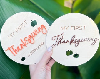 My First Thanksgiving Sign, My First Holiday Milestone, Baby's First Thanksgiving, Newborn Photo Prop, Personalized Baby Thanksgiving Sign