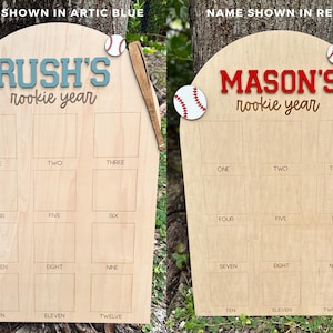 Baseball Birthday Photo Board, Sport Theme First Birthday, Rookie of the Year First Photo Board, 1st Birthday Baseball Party, 12 Month Photo image 7