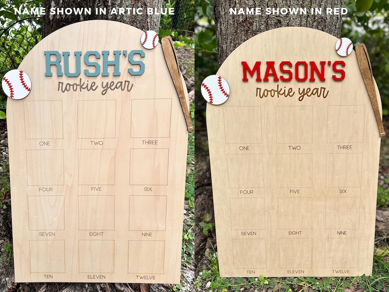 Baseball Birthday Photo Board, Sport Theme First Birthday, Rookie of the Year First Photo Board, 1st Birthday Baseball Party, 12 Month Photo image 7
